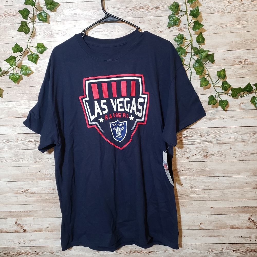 NFL LV Raiders Team Apparel Navy Blue Football Short Sleeve Shirt New NWT Red